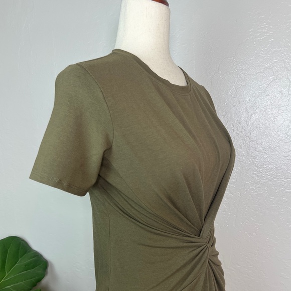 •THEORY•‎ Rubric Short Sleeve Knot Tee T-Shirt Dress in Army Green Size P / US 0 - Picture 7 of 14